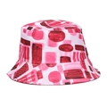 Outdoor-Anglerhut aus weißem Stoff mit rosa und roten geometrischen abstrakten Mustern - M (56-58cm) / Rosa Weiß Geometrisches Muster (D)