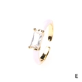 Golden enamel water drop ring with white finish and rectangular crystal gemstone - Square / White