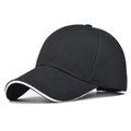 Black polyester baseball cap with white contrast stripe on brim and minimalist sport design - Adjustable / Black