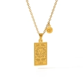 18k gold plated Leo zodiac rectangle necklace with embossed lion and engraving - Leo