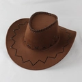 Classic dark brown suede western cowboy hat with decorative black stitching details - Medium Coffee