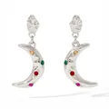 Pendientes de media luna de acero inoxidable plateado con circonitas de colores variante - Plateado/Circonita AB