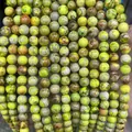 Natural emperor stone loose beads in bright green with brown marbled texture for jewelry - Neon Yellow Emperor Stone