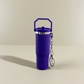 Purple mini tumbler keychain with metal chain for backpack accessory or lip balm holder - New Portable Deep Purple