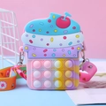 Schattige siliconen pop-it fidget speelgoedtas in cupcake-vorm voor kinderen met riem - Cupcake (003) / Meerkleurig