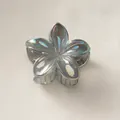 Holographic smoky grey flower hair claw clip with iridescent finish and secure grip - Matte Black Electroplated [8cm Large]