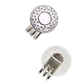 Clip magnetica argento per cappello marcatore da golf con viste anteriore e posteriore - Argento 25mm Doppio Foro