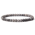 Minimalist natural stone bead bracelet featuring grey marble pattern round beads - Map Stone