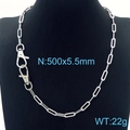 Silver stainless steel square link chain necklace for men and women 500x5.5mm 22g - Necklace / Silver