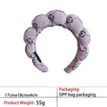 Pink braided puffy sponge headband with cute bear pattern, size 17x18x4cm, weighs 55g - 4-striped Print Pink