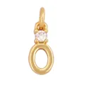 Gold plated copper letter O charm pendant featuring a micro-set clear zircon stone - Single Stone Letter O