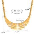 Gold fence-style wide necklace with Czech diamonds and adjustable chain extension - Gold Color Fence Necklace (P121)