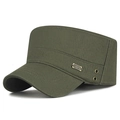 Casquette cadet vert armée en toile de coton avec badge en métal et œillets d'aération - Réglable / Vert Militaire