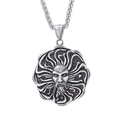 Retro-Anhänger aus Edelstahl mit Sonnengott-Relief und geflochtener Kette in Silber - C0701 Einzelner Anhänger (Ohne Kette)