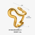 Anillo ajustable de acero inoxidable dorado con textura de ondas y diseño fluido - Anillo Irregular / Dorado
