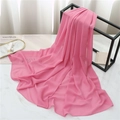 Detailed texture of light pink chiffon scarf elegantly draped on a black iron frame stand - 175cmx70cm / Dusty Rose