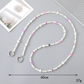 60cm beaded phone crossbody chain with white pearls, pink hearts, and a letter C bead - K3313 Pink Heart Pearl Letter C Crossbody
