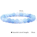 Blue 8mm natural striped agate beaded stretch bracelet with unique mesh texture and 19cm length - Light Blue Crackle Agate