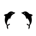 Detailed view of minimalist black dolphin-shaped stainless steel stud earrings set - Dolphin Shape (389) / Black