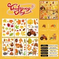 Set of 6 Thanksgiving window clings featuring pumpkins and autumn maple leaves - Fox & Turkey Style (A024)