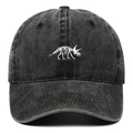 Casquette vintage en coton lavé avec broderie squelette de dinosaure blanc en noir carbone - Taille unique / Noir