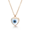 Elegant rose gold heart pendant necklace featuring a white shell evil eye inlay - Heart Evil Eye (KN229042-K)