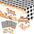 Set de fiesta Acción de Gracias con mantel de cuadros calabaza y servilletas - Acción de Gracias Estilo C