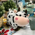 Cute cow plush shoulder bag for kids featuring black and white spots and pink muzzle - 28cm*12cm*17cm / Black & White