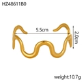 Polished gold wavy stainless steel bangle bracelet with dimensions and weight specs - Gold Streamline Wave (HZ48611B0)