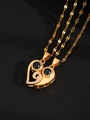 Gold projection heart pendant necklaces with crystals on black leather background - Couple Matching Heart (A-1059)