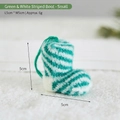 Green and white striped knitted Christmas boot ornament measuring 5x5cm for holiday tree - Small Green and White Striped Boot