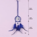 Blue peacock feather dreamcatcher with Tree of Life and Evil Eye beads car ornament - 9542B Blue Feather Tree of Life (6*33cm)