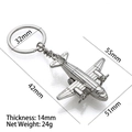 Polished silver metal airplane keychain model with detailed wings and 32mm ring - X-283 Vintage Airliner