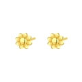 Vintage S925 silver daisy heart stud earrings in polished golden metal finish - Daisy Flower Style (E3849) / 925 Silver / Gold