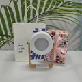 Portable white LED lantern lamp with wood grain handle and warm gift packaging - Blue Bag + Cupid Gift Wrap / White
