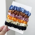 Set di 6 elastici per capelli in raso nei colori blu, marrone, rosa, arancio e nero - Combinazione Vibrante Patchwork Caramelle (13#)