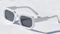 Classic white chunky square frame sunglasses with dark grey lenses in retro style - C3 White Frame Grey Lens