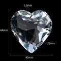 Detailed size view of 45mm heart crystal pendant with multi-faceted cut dimensions - 45mm / White/Clear