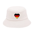 White cotton bucket hat featuring a heart-shaped German flag embroidery on the front - M / 1# Heart Flag - Beige