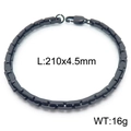 Pulsera bizantina negra de eslabones cuadrados de acero 210x4,5mm con cierre de langosta - 210x4.5mm / Negro (Pulsera)
