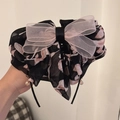 Floral chiffon bow hair claw clip with pink mesh ribbons and crystal pendants - Ponytail Claw Clip / Pink Peach Blossom Bow