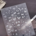 Embossed white butterfly nail stickers featuring floral motifs and 4120 design - White Butterfly Star Whisper (TS-4120)
