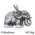 Ciondolo a forma di elefante hip hop vintage argento con texture e misura 52x42mm - Colore Acciaio (KP120358-KJX)