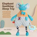 Doudou éléphant bleu pour bébé avec tissu minky 3D et anneau de dentition, 25x34cm - Jouet Apaisant Éléphant (Avec Pieds)