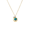Gold star and moon planet necklace with a blue cosmic orb and butterfly charm - Moon Butterfly Style (A1835)