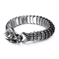 Vintage silver dragon scale steel bracelet with bold dragon head clasp for men - 21cm / Ancient Silver (KB133483-K)