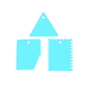 3-piece light blue plastic dough scraper set with serrated edges for baking and icing - New Blue Scraper Set of 3