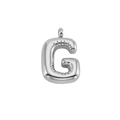 Polished silver stainless steel puffy 3D balloon letter G pendant with shiny finish - Silver Letter G