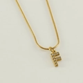 Golden snake chain necklace with sparkling zircon-studded letter F pendant for women - Gold Letter F (With Chain)