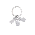 Silver stainless steel keychain featuring three cute hollow kitten pendants in polished finish - 1 Dog 2 Cats / Silver